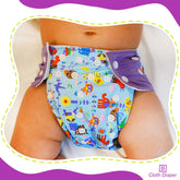 Reusable Baby Cloth Diaper with Adjustable Snap Buttons and Inserts (Set of 4)